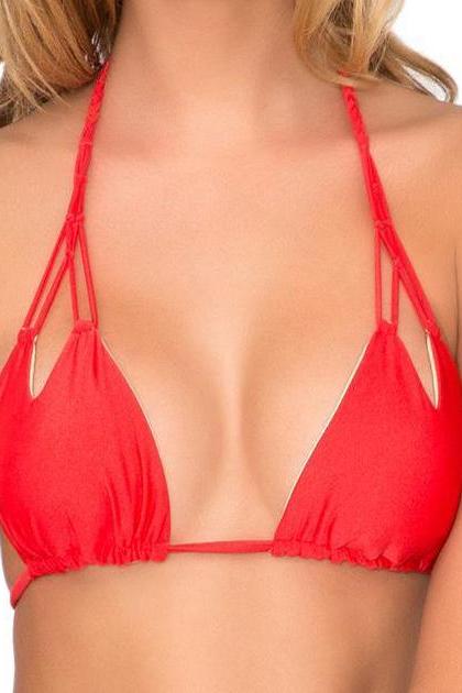 Luli Fama Cosita Buena Zig Zag Knotted Cut Out Triangle Top